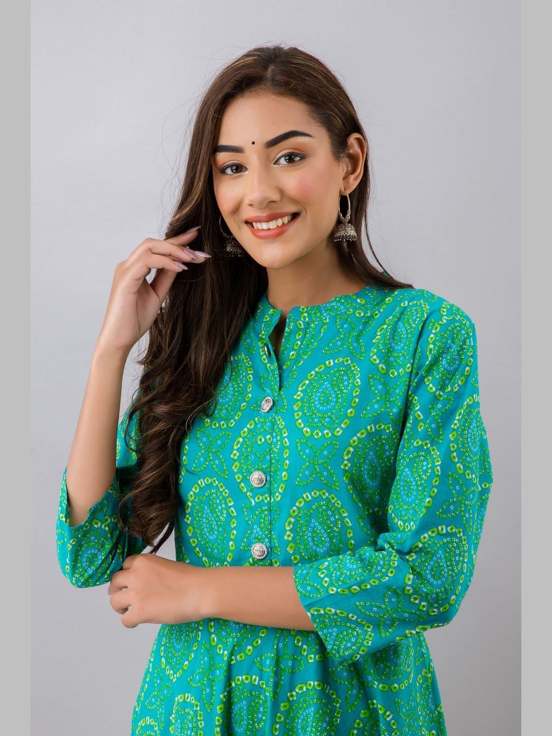 Women Cotton Printed Flared Kurta