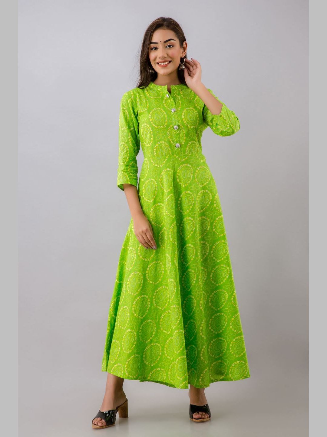 Women Cotton Printed Flared Kurta