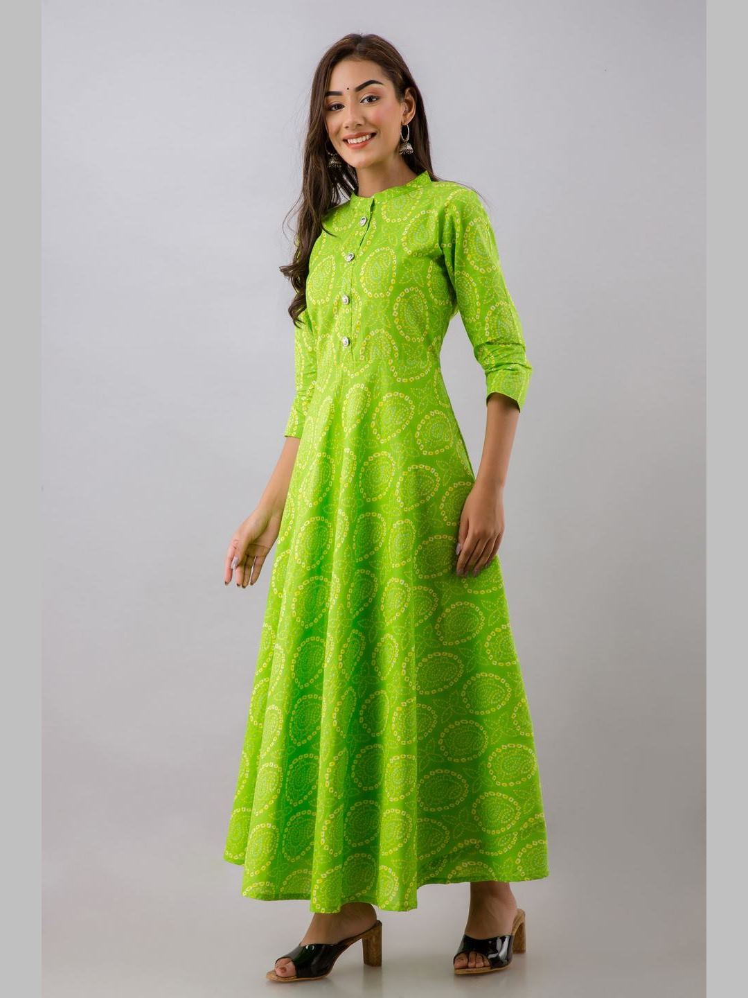 Women Cotton Printed Flared Kurta