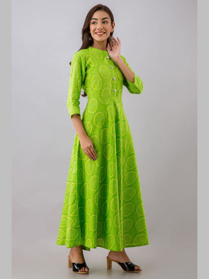 Women Cotton Printed Flared Kurta