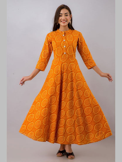 Women Cotton Printed Flared Kurta