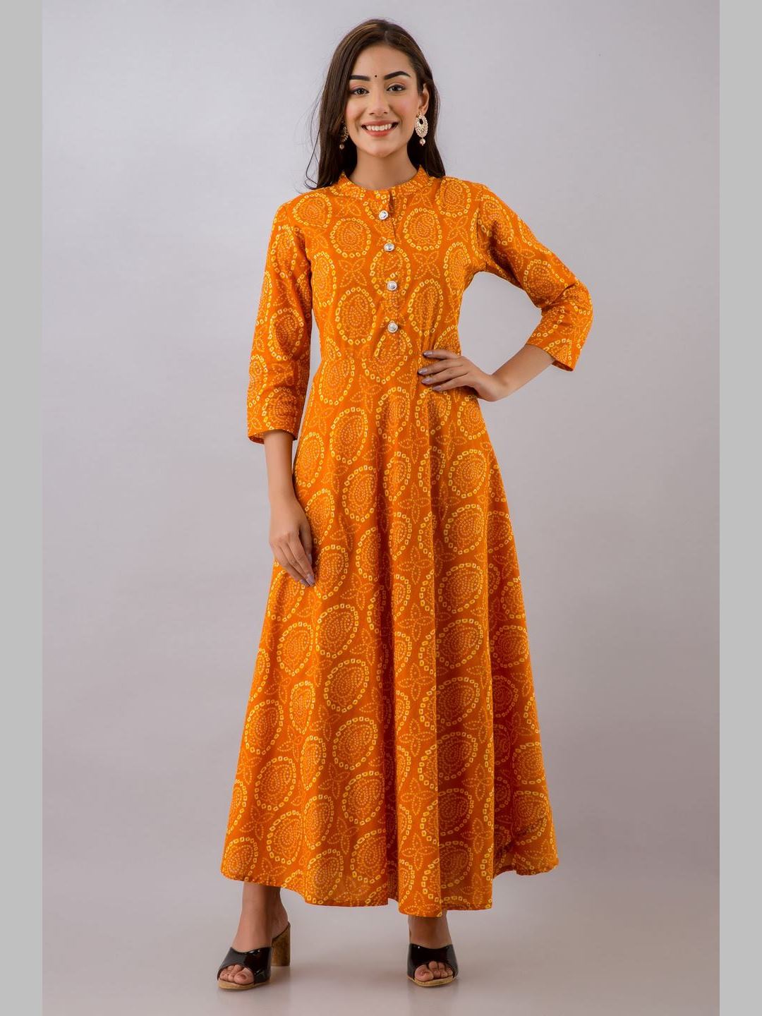 Women Cotton Printed Flared Kurta