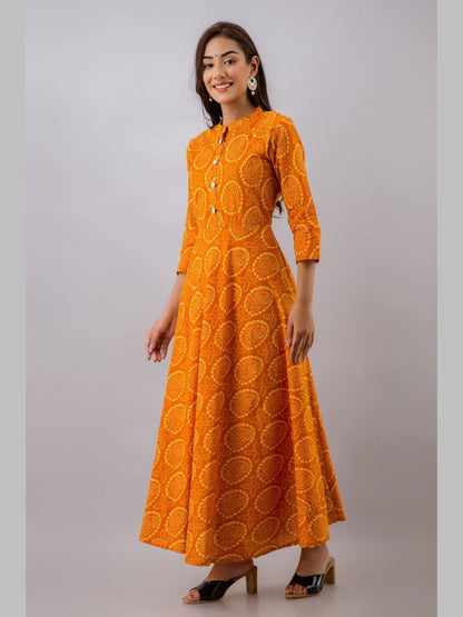 Women Cotton Printed Flared Kurta