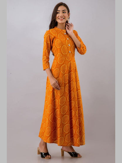 Women Cotton Printed Flared Kurta