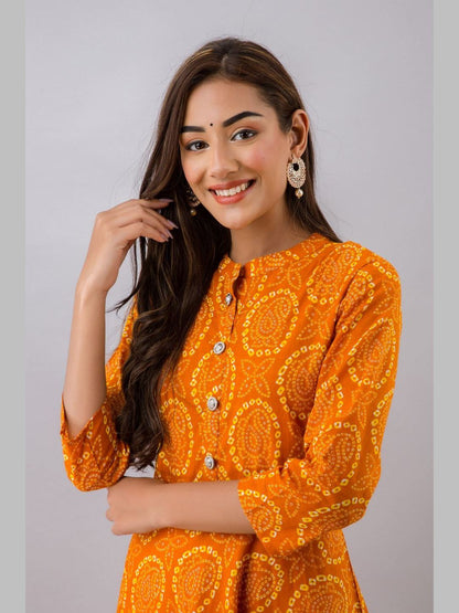 Women Cotton Printed Flared Kurta