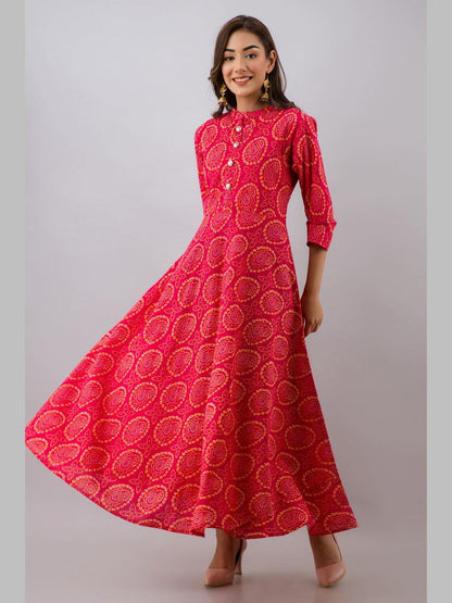 Women Cotton Printed Flared Kurta