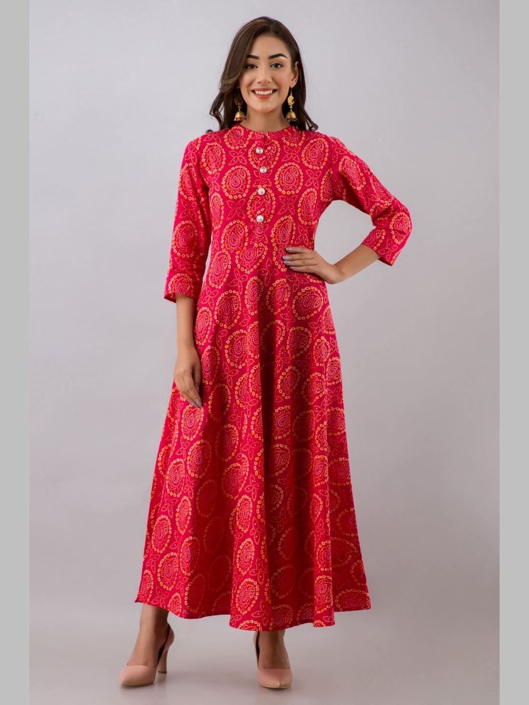 Women Cotton Printed Flared Kurta