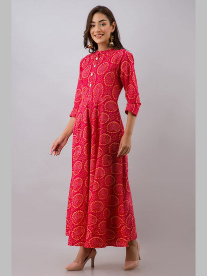 Women Cotton Printed Flared Kurta