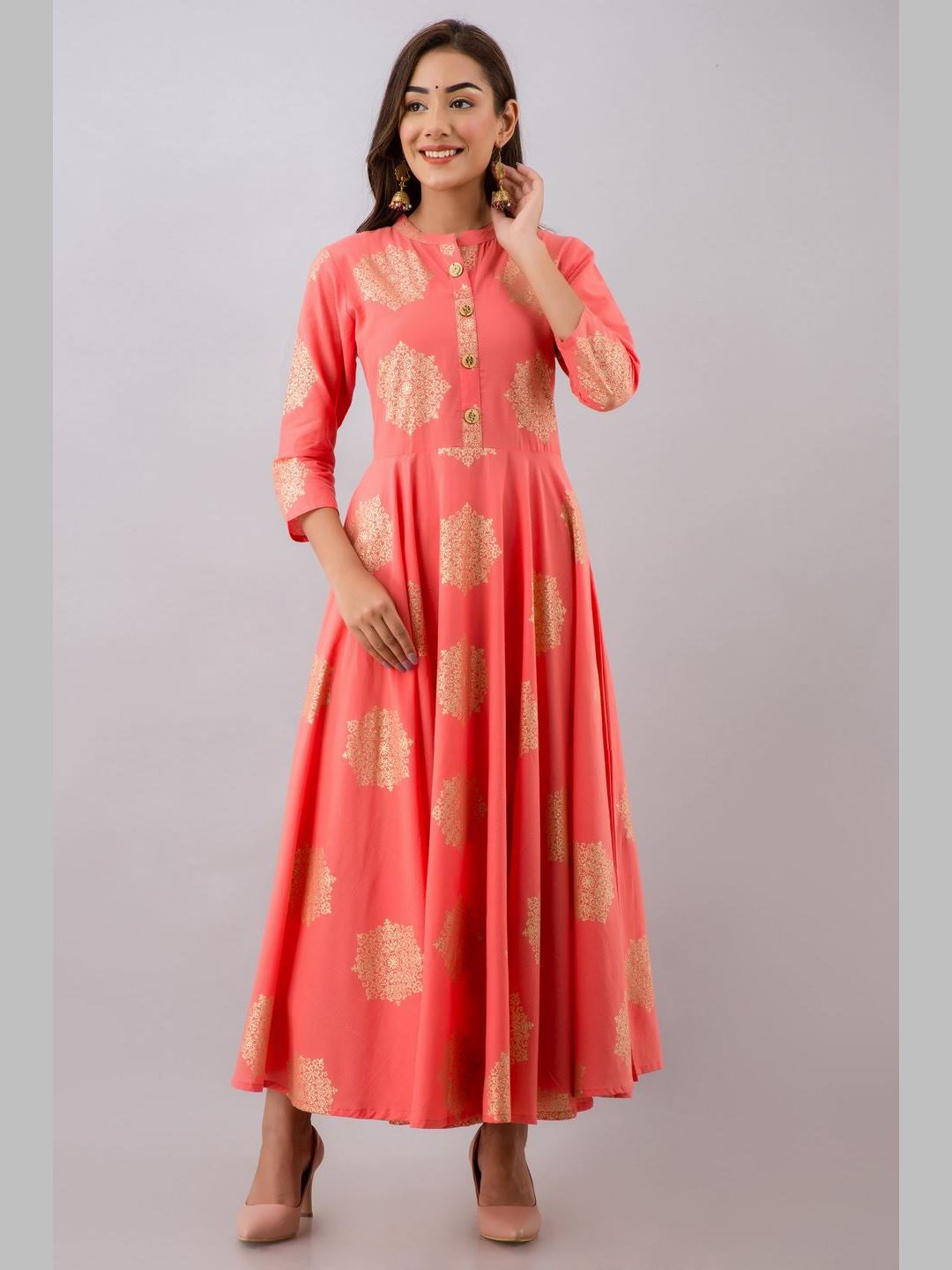 Women Cotton Printed Flared Kurta