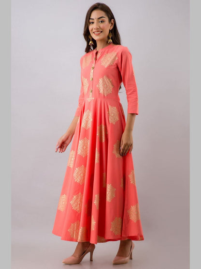 Women Cotton Printed Flared Kurta