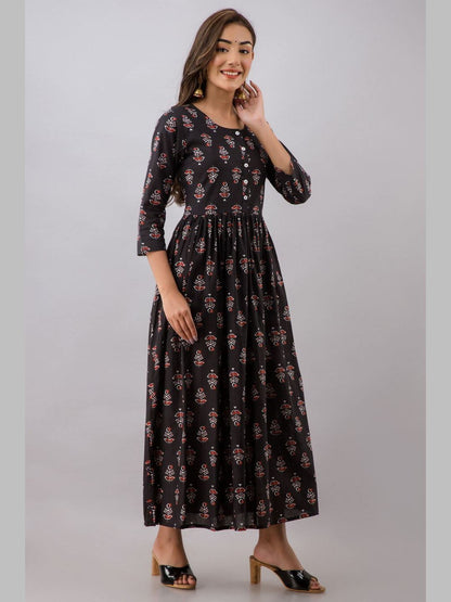 Women Cotton Printed Flared Kurta