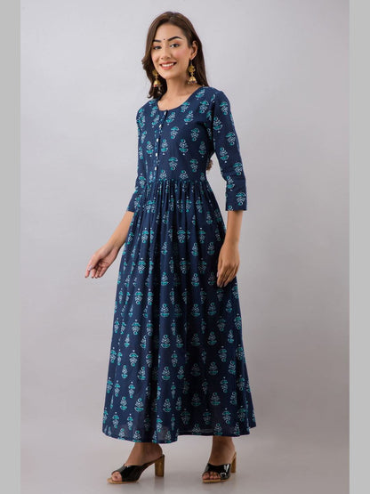 Women Cotton Printed Flared Kurta