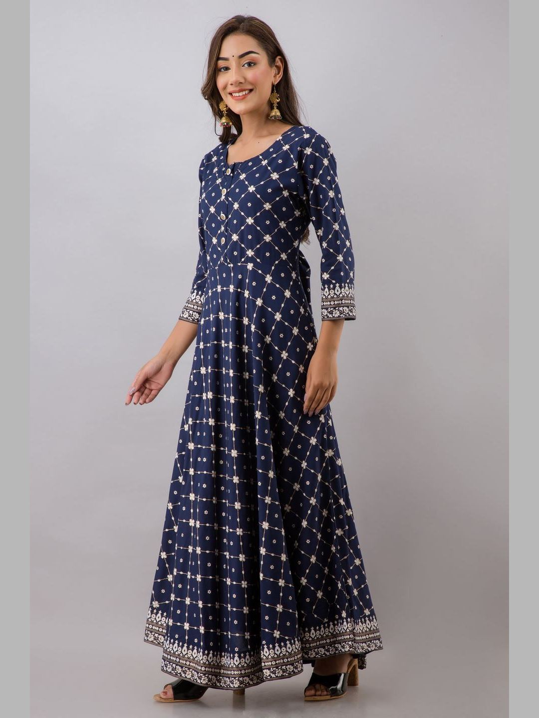 Women Cotton Printed Flared Kurta