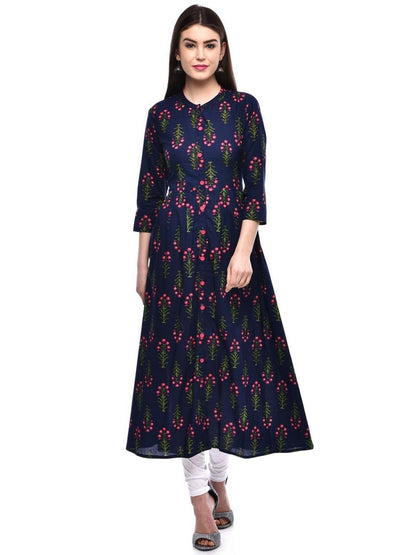 Women Cotton Printed Flared Kurta