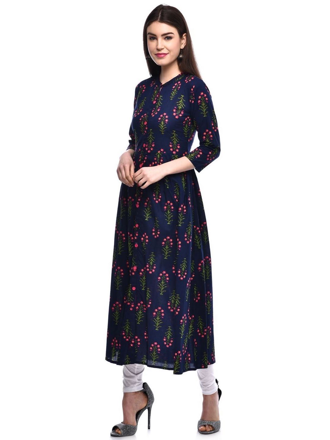 Women Cotton Printed Flared Kurta