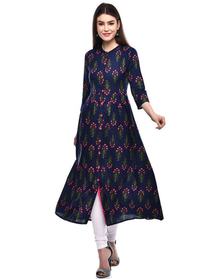 Women Cotton Printed Flared Kurta