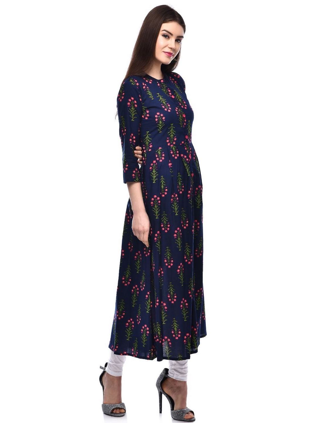 Women Cotton Printed Flared Kurta