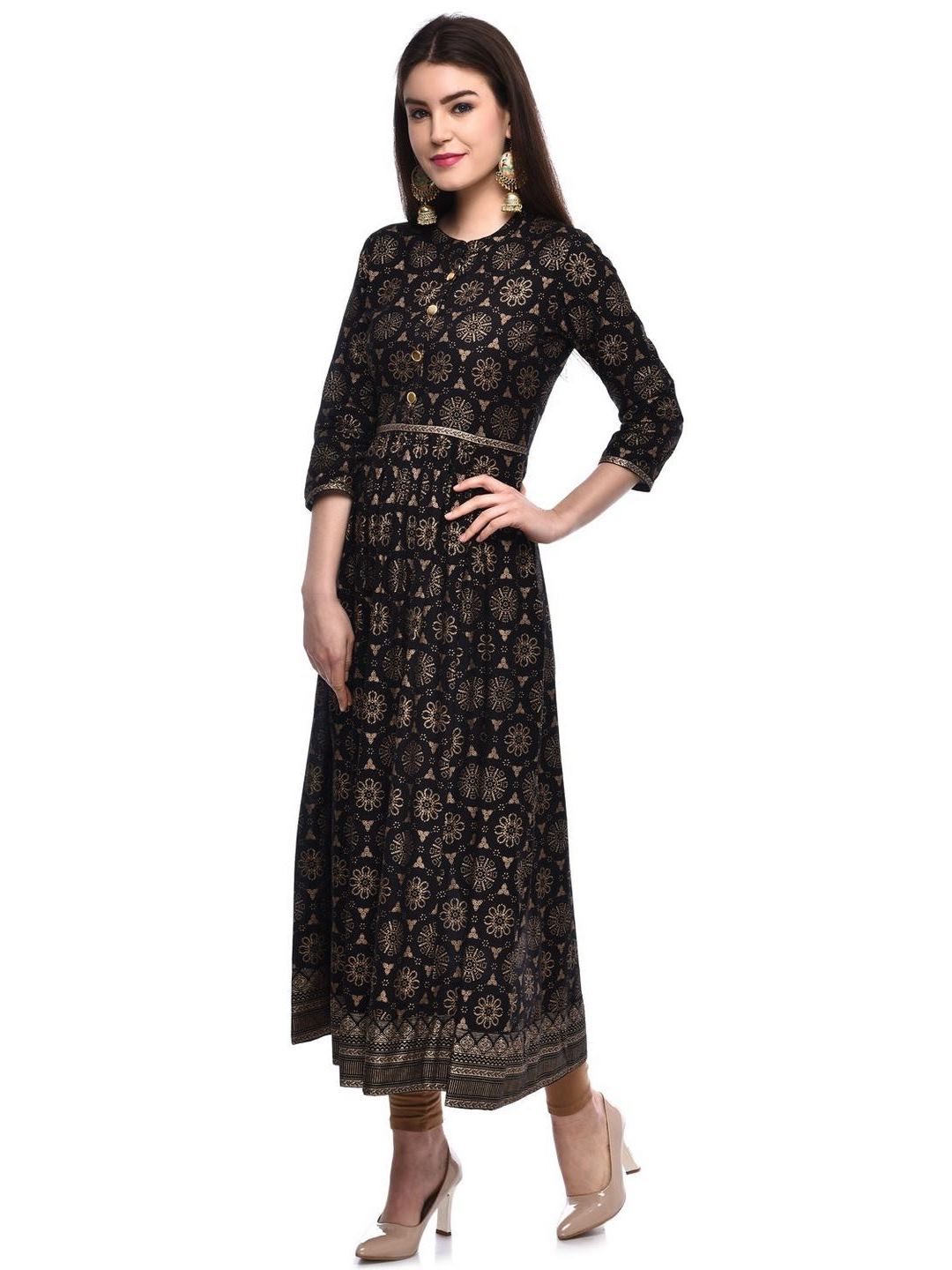 Women Cotton Printed Flared Kurta