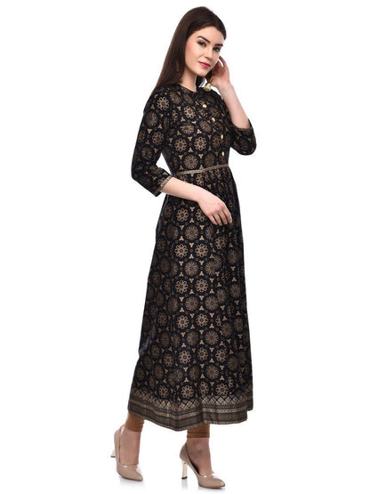 Women Cotton Printed Flared Kurta