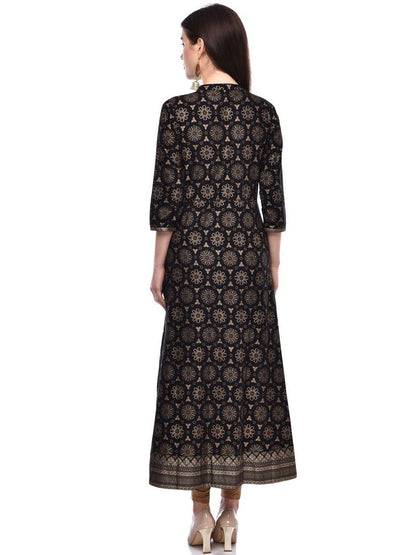 Women Cotton Printed Flared Kurta