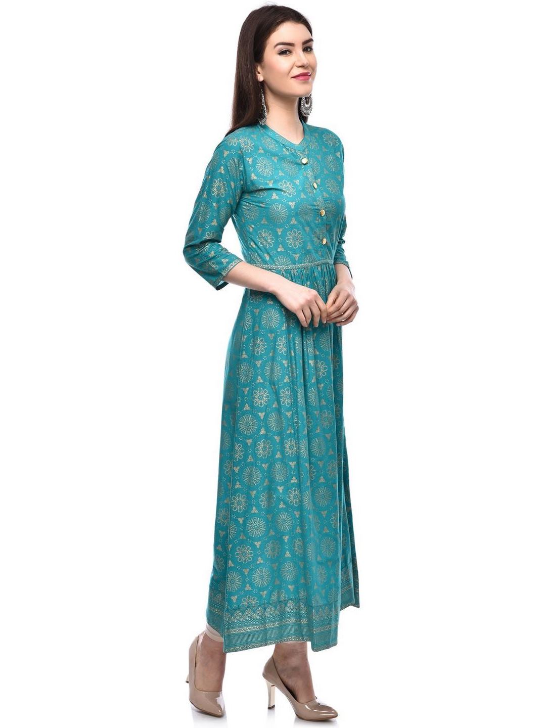 Women Cotton Printed Flared Kurta