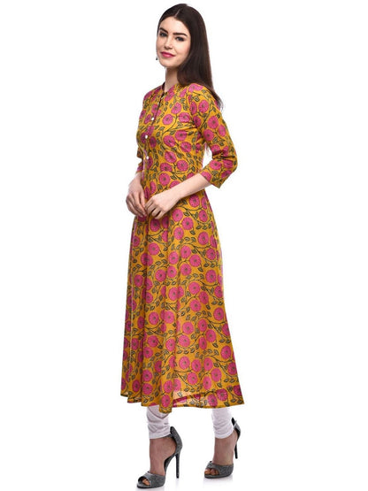 Women Cotton Printed Flared Kurta