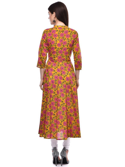 Women Cotton Printed Flared Kurta