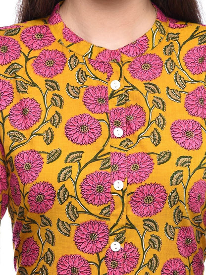 Women Cotton Printed Flared Kurta