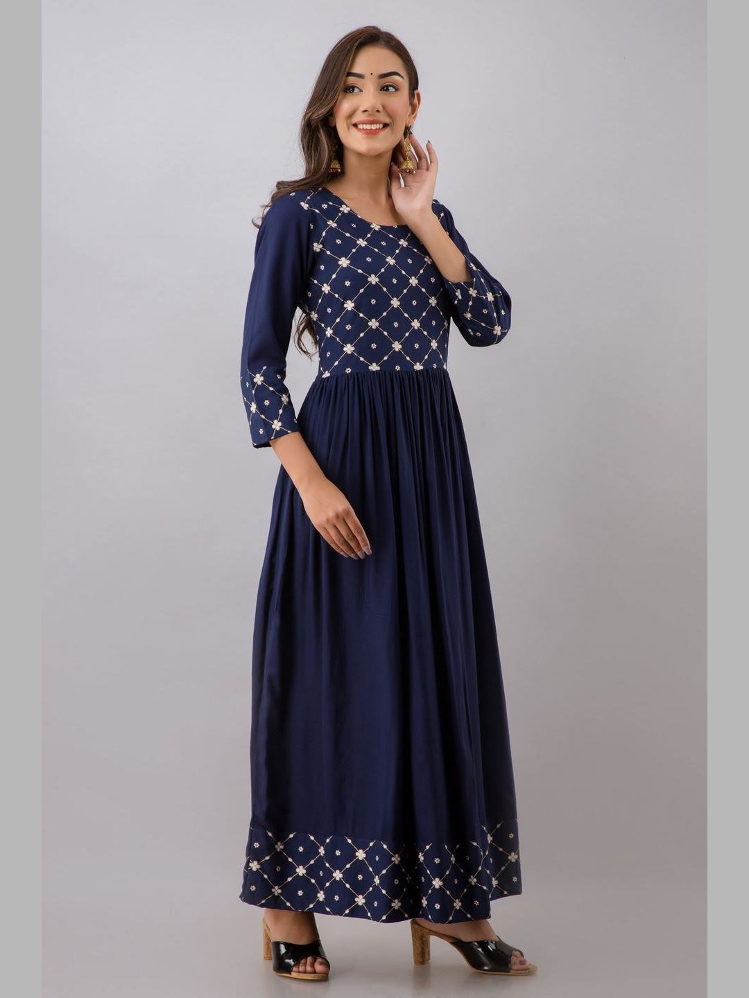 Women Cotton Printed Flared Kurta