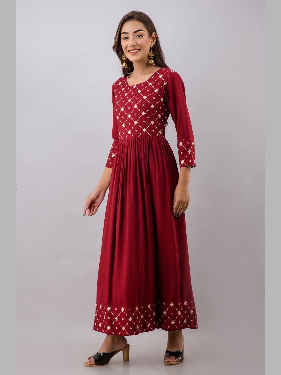 Women Cotton Printed Flared Kurta