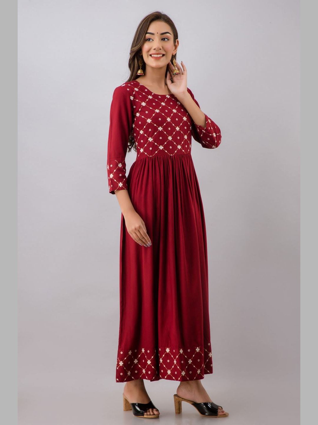 Women Cotton Printed Flared Kurta