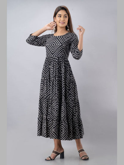 Women Cotton Printed Flared Kurta