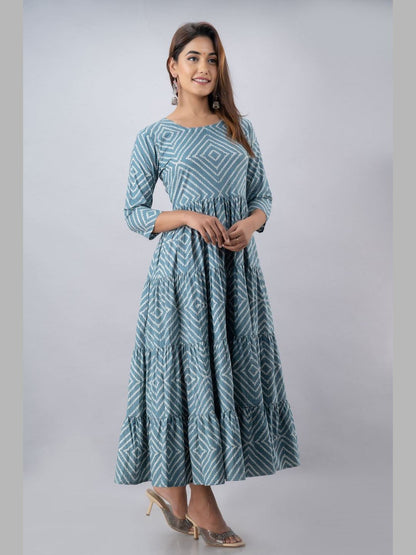 Women Cotton Printed Flared Kurta