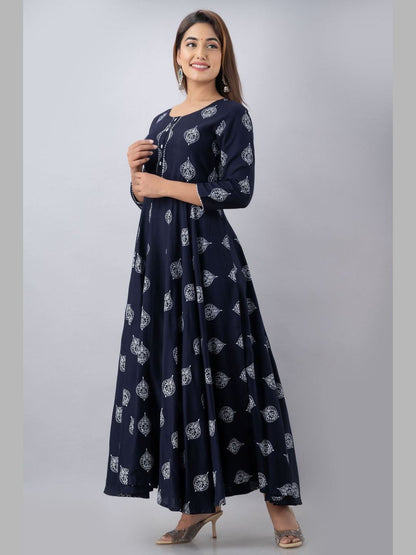 Women Cotton Printed Flared Kurta