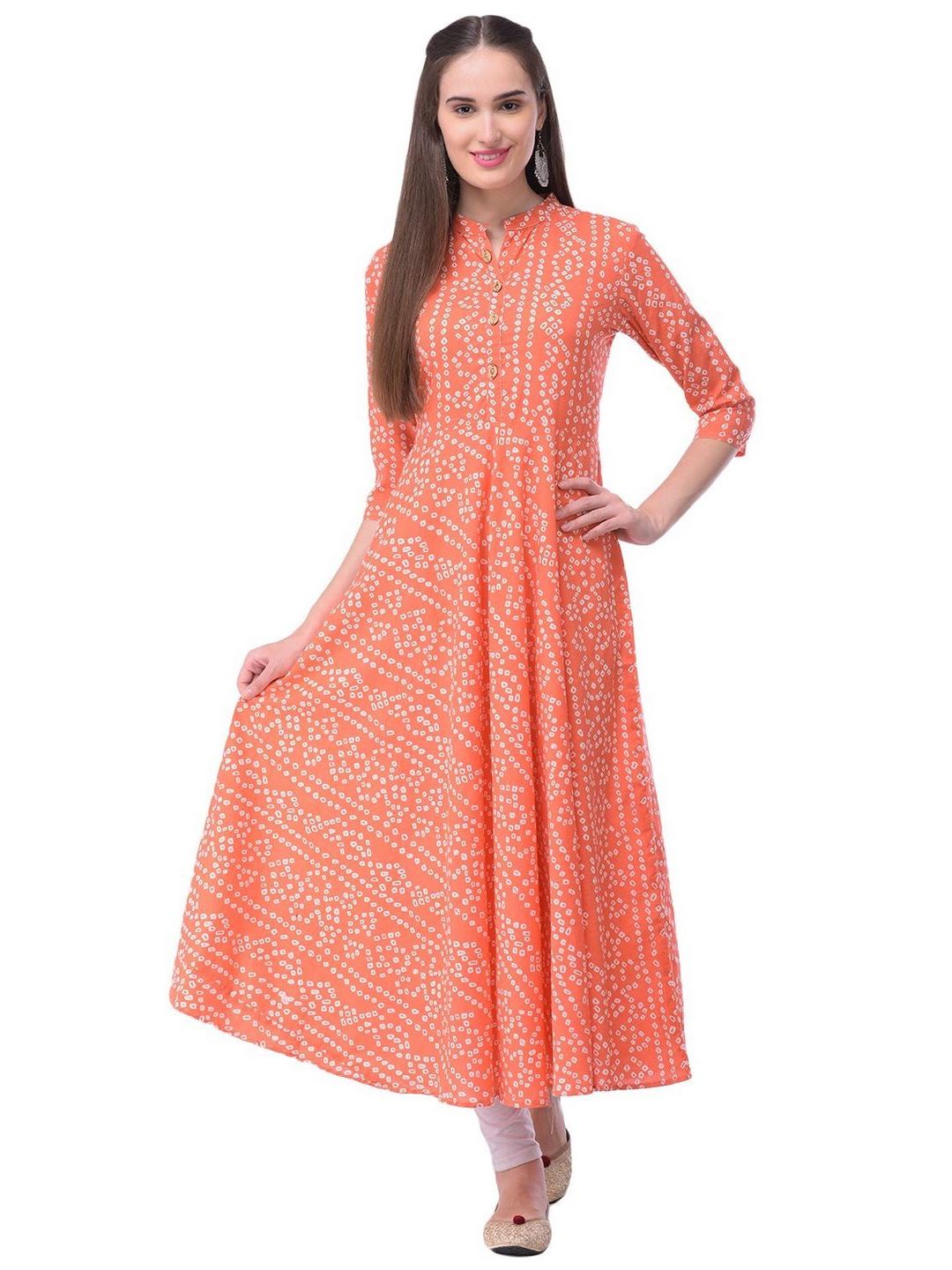 Women Cotton Printed Flared Kurta