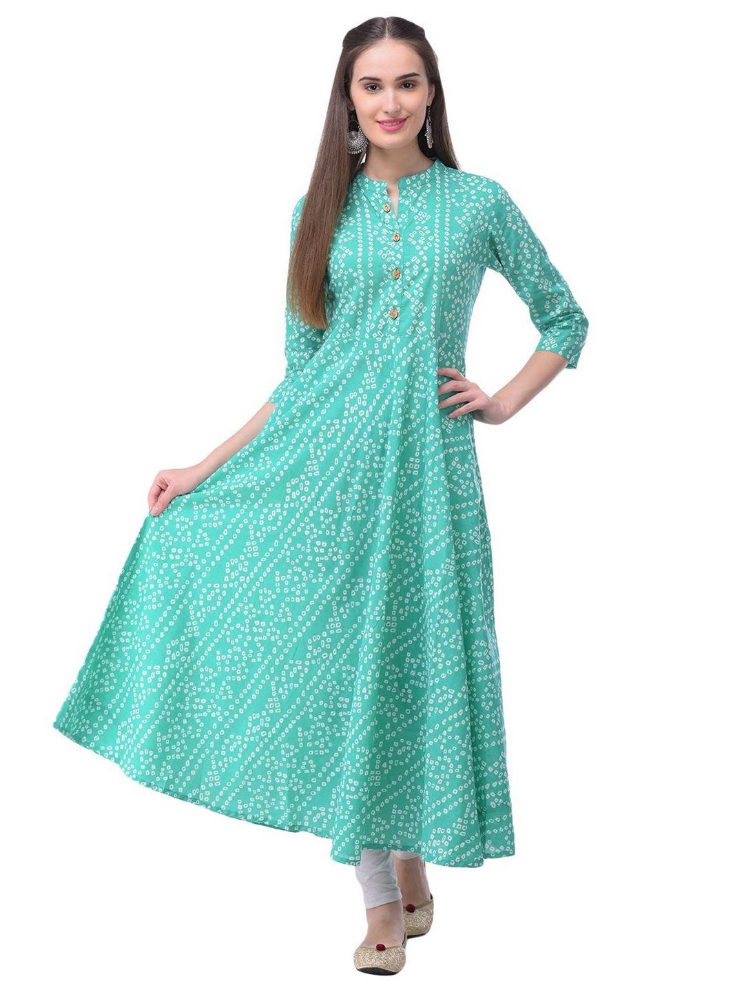 Women Cotton Printed Flared Kurta