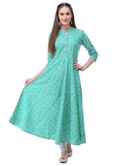 Women Cotton Printed Flared Kurta