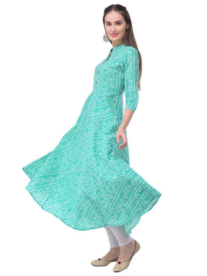 Women Cotton Printed Flared Kurta