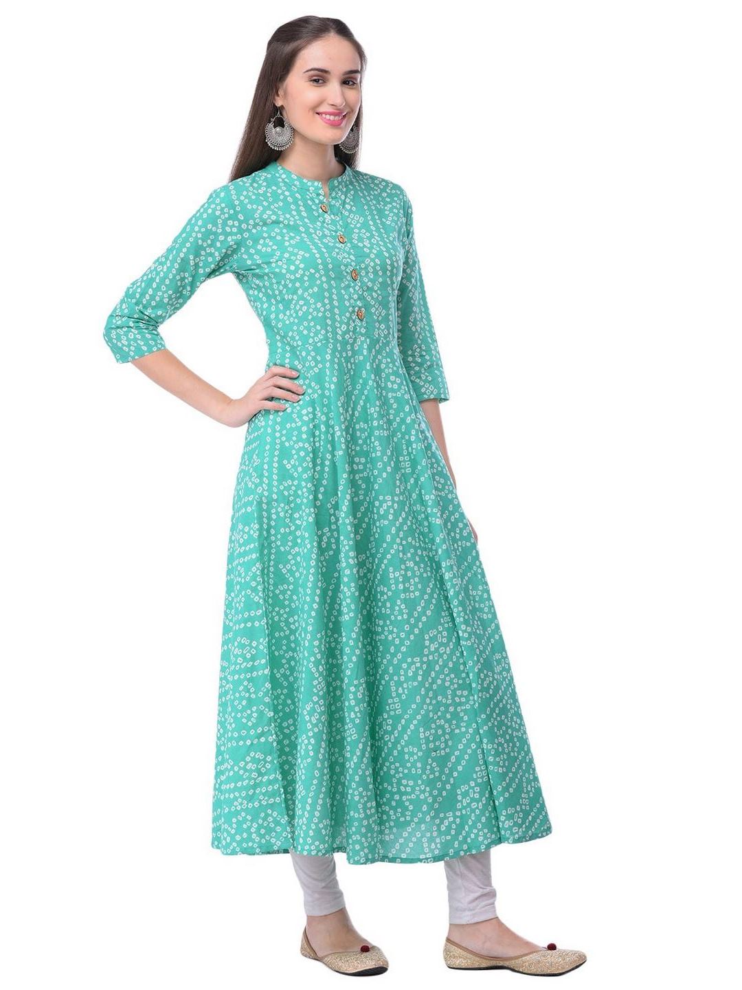 Women Cotton Printed Flared Kurta