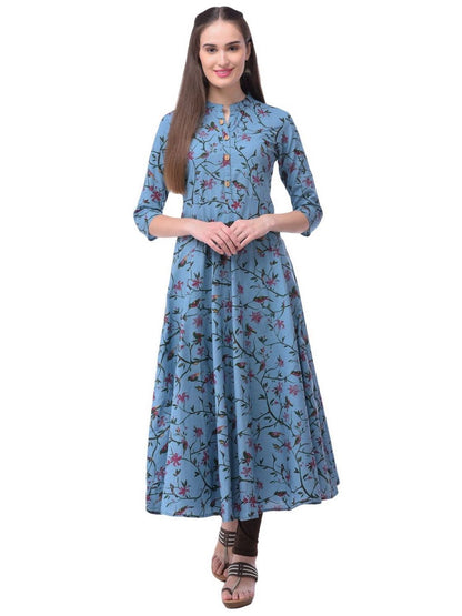 Women Cotton Printed Flared Kurta