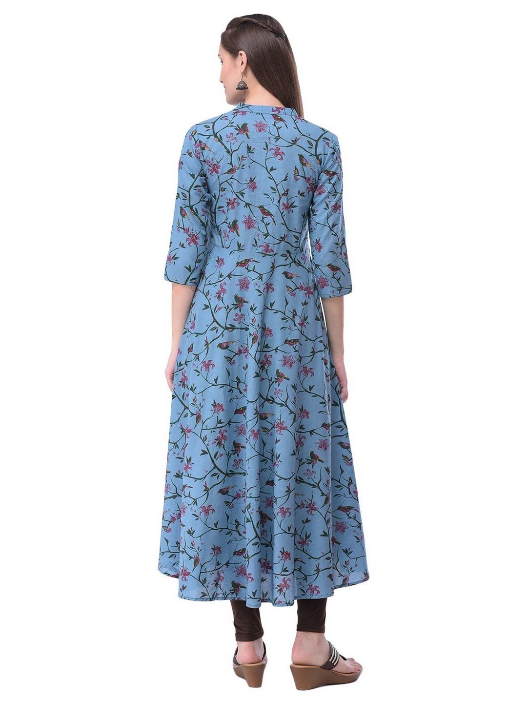 Women Cotton Printed Flared Kurta