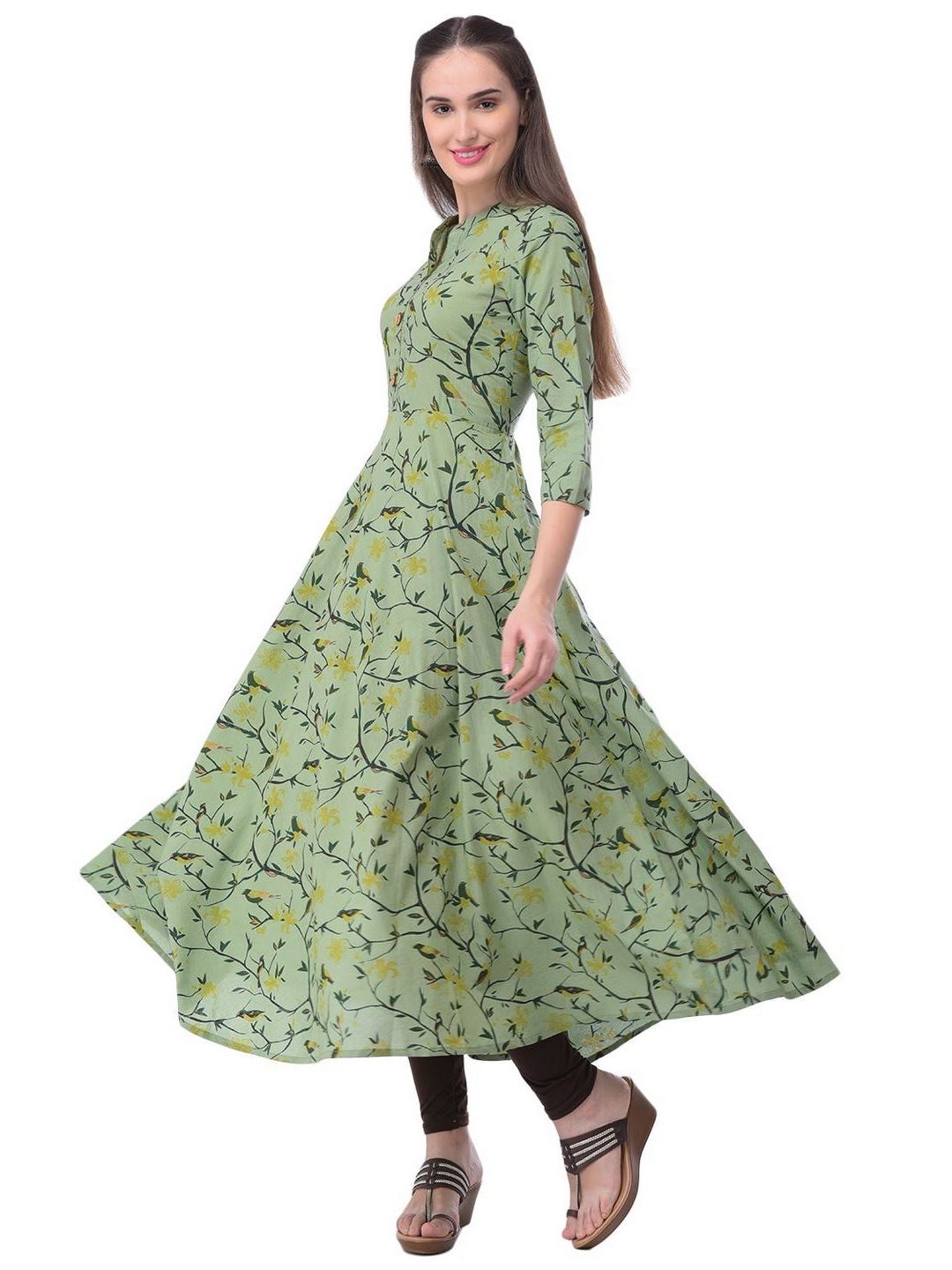 Women Cotton Printed Flared Kurta