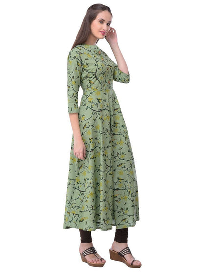 Women Cotton Printed Flared Kurta