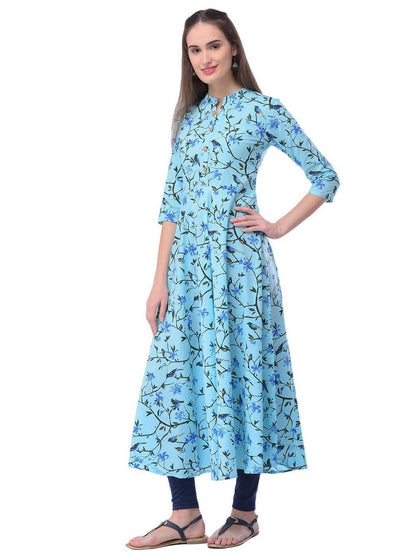 Women Cotton Printed Flared Kurta