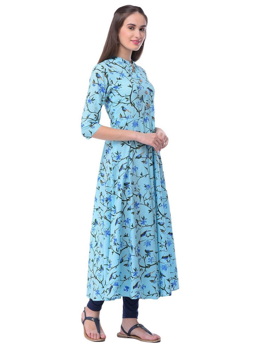 Women Cotton Printed Flared Kurta