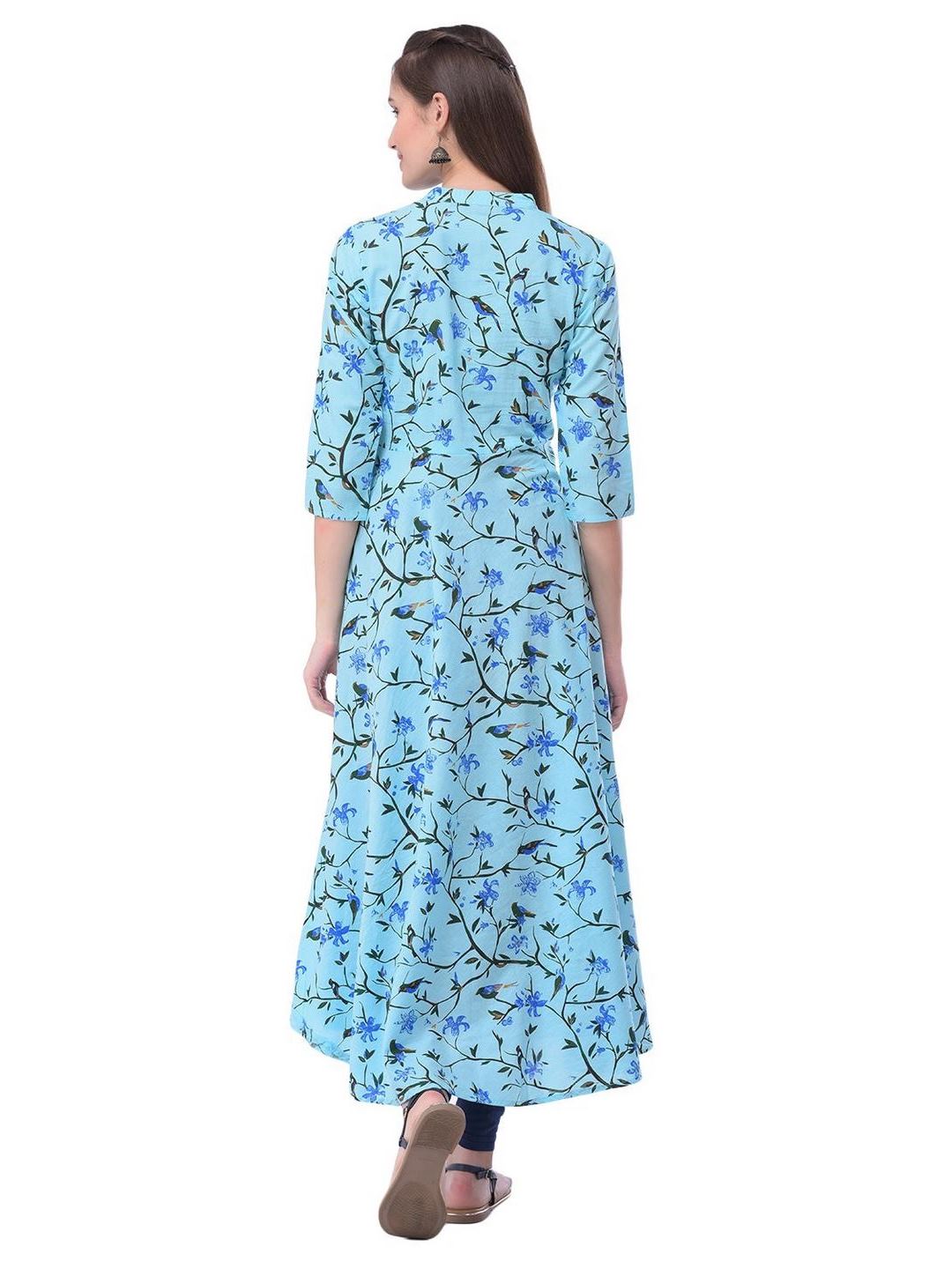 Women Cotton Printed Flared Kurta