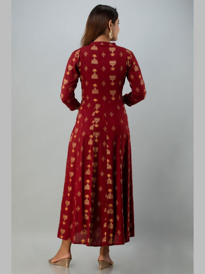 Women Cotton Printed Flared Kurta