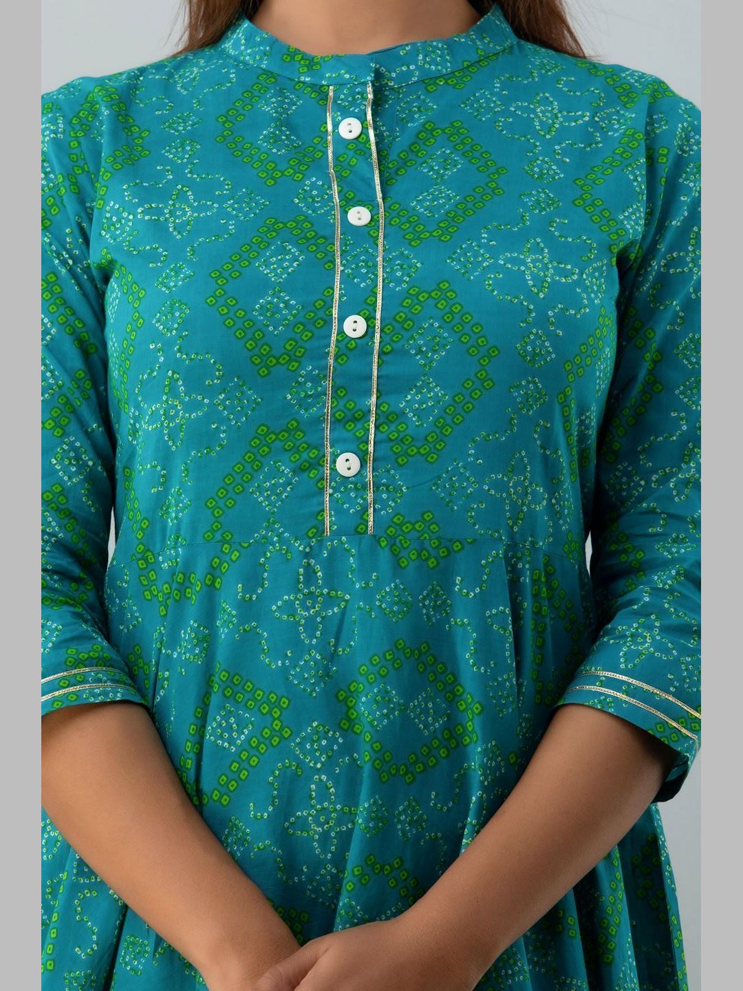 Women Cotton Printed Flared Kurta