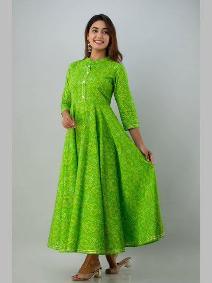 Women Cotton Printed Flared Kurta