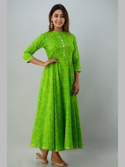 Women Cotton Printed Flared Kurta